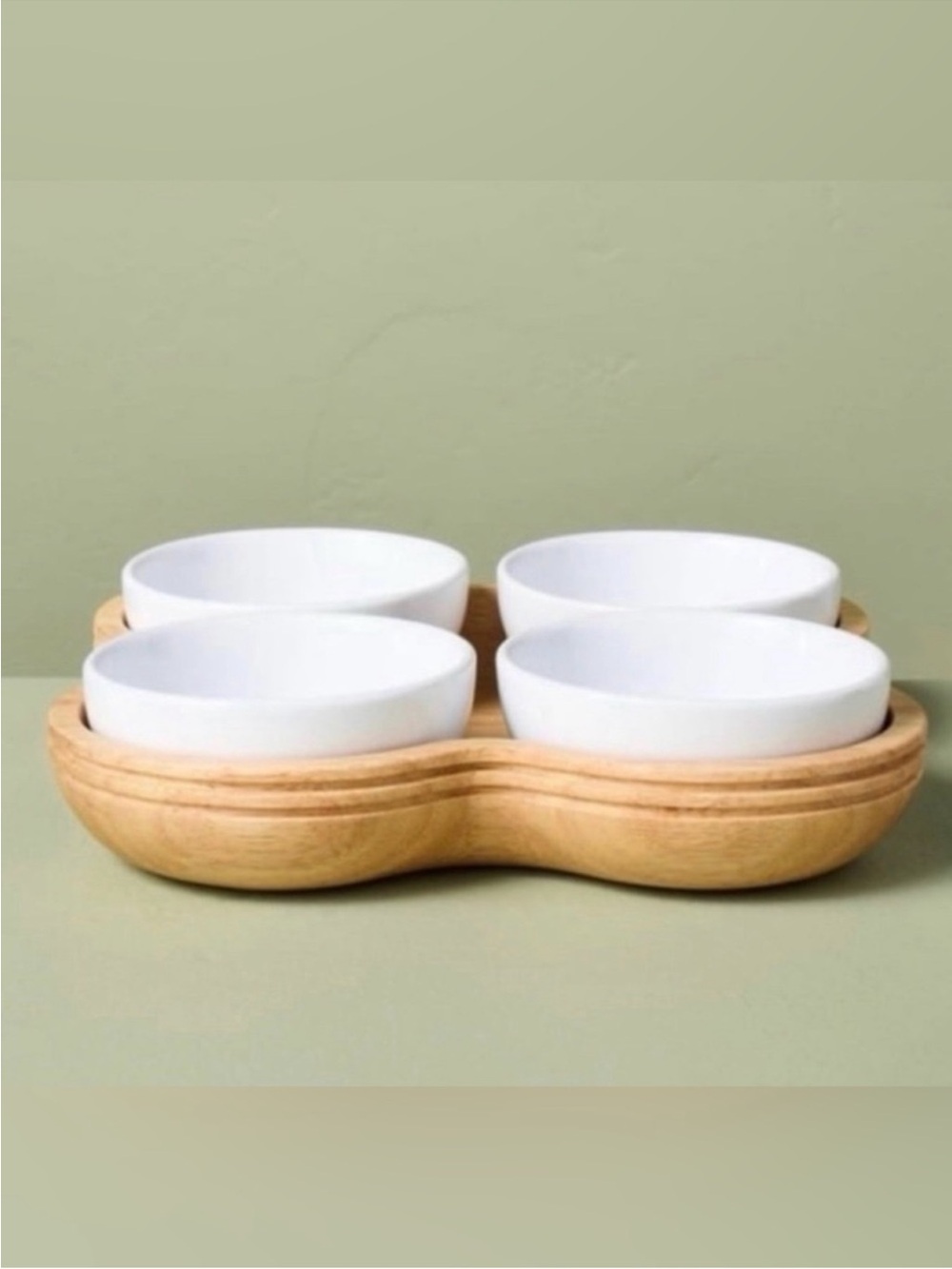 5Pc Rubberwood Serving Dip Bowl Nesting Set - Hearth & Hand Magnolia NEW